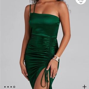 Elegant Green Ruched Dress